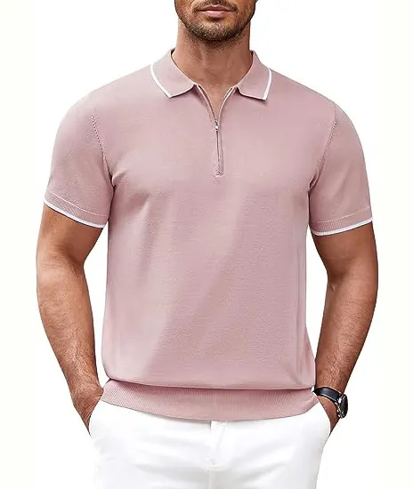 Custom Design Mannen Polo T-Shirt Slim Fit Voor 1/4 Rits Golf Sportkleding Golfpolo Shirt 100% Katoenen Stof Shirt Hoge Kwaliteit