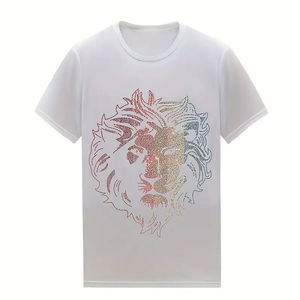 Camisetas de diamantes de imitación con impresión personalizada, servicio OEM, venta al por mayor, camisetas ligeras con diamantes de imitación, camisetas para hombre - Product Image 1