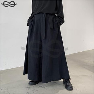 Pantalones góticos holgados Retro para hombre, pantalones de pierna ancha estilo Kendo Hakama japonés de cintura alta, diseño de bolsillo único Vintage Street - Product Image 5