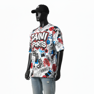 T-shirt ample pour homme en jersey de coton premium 240 GSM, couleur rose, panneau de manche, logo brodé personnalisé, chemises pour hommes - Product Image 4