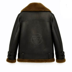 Elegante Chaqueta de Cuero con Forro de Borrego para Invierno, con Logotipo Frontal, Forro de Felpa Transpirable Tejido, Ecológica y Suave al Tacto - Product Image 2