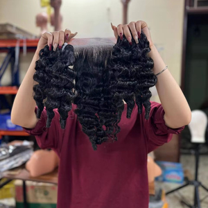 Paquetes de cabello rizado birmano, Color negro Natural, cabello rizado birmano crudo, cabello humano vietnamita 100%, calidad de doble dibujado - Product Image 1