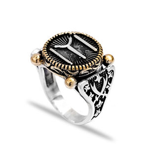 Signet ออตโตมันออกแบบแท้ผู้ชายแหวนตุรกีทำด้วยมือขายส่ง925เงินสเตอร์ลิงสำหรับผู้ชาย - Product Image 1