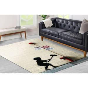 Tapis imprimé : Design moderne Banksy Boy With Hammer pour une utilisation en extérieur et en intérieur, tapis doux non tissé - Product Image 3