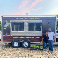 Camion de restauration mobile pour tacos, chariot de cuisine en acier inoxydable, double fenêtre de service, 2 compartiments isolés résistants à la rouille