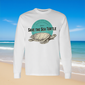 T-shirt à manches longues Save The Sea Turtle, écologique, unisexe, col rond, en coton, vêtements promotionnels pour adultes - Product Image 3