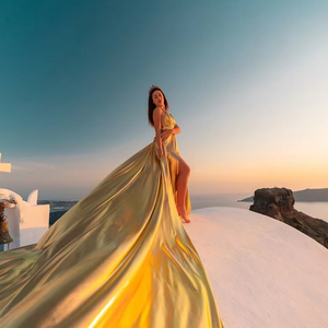 Vestido Largo de Compromiso Volador para Mujer, Sesión de Fotos Santorini, Novedad - Product Image 1