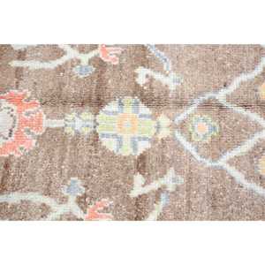 Vintage Turkish Rug, 7.9x9.8 ft Rug, <b>Brown</b> White Polka dot <b>Wool</b> Rug - Product Image 5