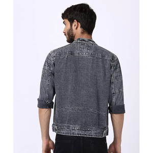 Veste en jean d'hiver pour homme, texture denim douce, finition de haute qualité, manches longues, imperméable, coupe-vent, 100% nylon, devant - Product Image 4