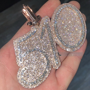 Pendentif Hip Hop en argent sterling 925 plaqué or jaune 14 carats personnalisé Moissanite VVS pendentif en diamant glacé taille brillant pour hommes - Product Image 6