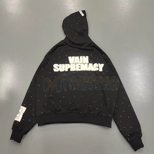<b>Men</b> Distressed Embroidery Winter Hoodie 100% Cotton Breathable Casual Lifestyle Unique Distressed Look Loose Fit - Product Image 3