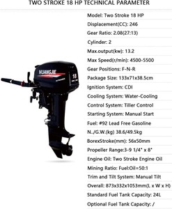 (EF) Nouveau moteur de bateau 18HP, moteur hors-bord 2 temps avec allumage CDI, 246CC Heavy Duty Kayak Fishing Boats, ORIGINAL DISPONIBLE - Product Image 2