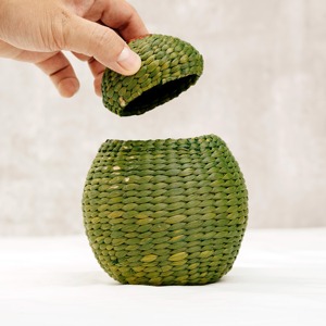 Boîte de rangement pour enfants en jacinthe d'eau, avec couvercle, panier artisanal, conteneur, paniers pour la décoration de la chambre des tout-petits - Product Image 3