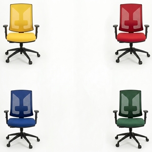 Chaise de bureau moderne en maille avec accoudoirs réglables, base pivotante, design ergonomique, dossier ouvert, style contemporain pour usage professionnel - Product Image 1