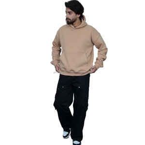 Zero Tariff RTS <b>Mens</b> Essential <b>Beige</b> Tech Fleece Blank Pullover <b>Hoodie</b> Premium Cotton Blend Cozy Customizable Sweatshirt - Product Image 4