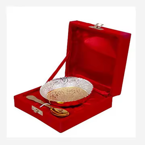Classic Polished Gold Plated Brass Serving <b>Bowls</b> <b>Set</b> with Tray Spoons in Velvet Box-Eco-Friendly Corporate Gifts - Product Image 6