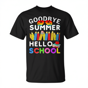 Adieu l'été, bonjour l'école – T-shirt premium pour le premier jour d'école avec un design amusant pour les enseignants, les élèves et le personnel - Product Image 2