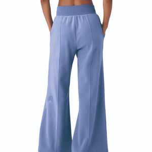 Venta al por mayor 100% algodón French Terry 350GSM pantalones de chándal de pierna ancha y recta sueltos ropa de entrenamiento Joggers Pantalones de mujer personalizados - Product Image 5