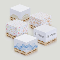 2025 gros cube auto-adhésif personnalisé imprimé bloc de notes autocollantes palette en bois Logo noir pleine impression Logo bloc-notes