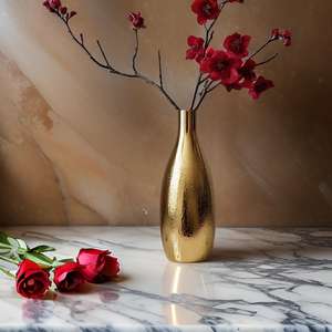 Vase à fleurs nordique doré, design arabe moderne, décoration intérieure, jardin, mariage, vase en métal, style luxueux, couleurs personnalisées - Product Image 4