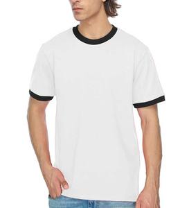 Camiseta Ringer de algodón de manga corta para hombre, camisetas unisex con logotipo personalizado - Product Image 1