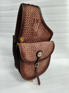 Sac de selle en cuir ADEEFA Western Full Basket Tooled pour cheval, pour la randonnée équestre, le camping et le stockage équestre en plein air, en provenance d'Inde - Product Image 4