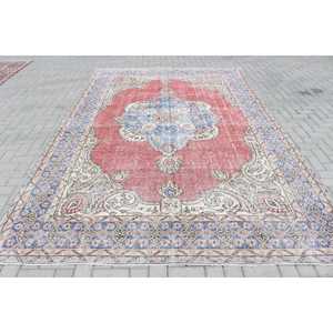 Tapis vintage, tapis turc surdimensionné 7,4x11,5 pieds, tapis marocain en laine rouge et bleu - Product Image 1