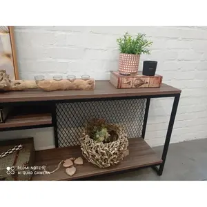 Aparador de TV de aluminio y madera de estilo industrial moderno, muebles de sala de estar para decoración del hogar para uso en el dormitorio - Product Image 3