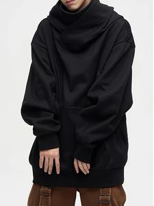 <b>Men's</b> Oversize Pullover Hoodie with <b>Turtle</b> <b>Neck</b> Long Sleeve Fleece Material Drop Shoulder-for Winter - Product Image 2