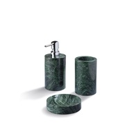 Venta caliente tendencia nuevo conjunto de dispensador de jabón de mármol de textura negra con soporte de cepillo de bandeja y jabonera decoración de baño elegante