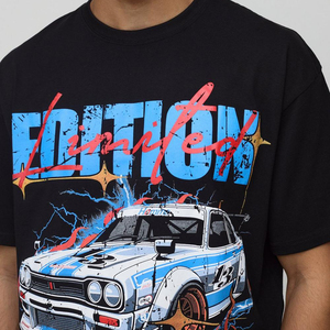 เสื้อยืดผู้ชายทรงกราฟิกขนาดใหญ่น้ำหนักเบาสีดำ - Product Image 3