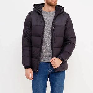 Veste d'hiver matelassée pour homme, design personnalisé, en toile rembourrée, imperméable et coupe-vent, couleur noire, OEM - Product Image 1