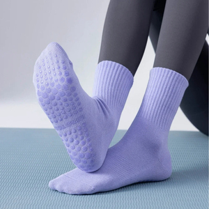 Calcetines de agarre antideslizantes finos transpirables para mujer para Yoga Pilates Fitness baile deportes atléticos tubo medio - Product Image 3