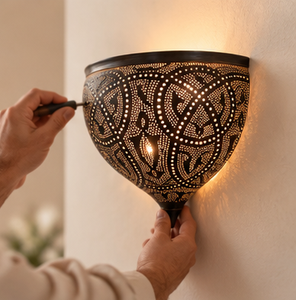 Lámpara de Pared Marroquí Perforada, Estilo Árabe, Decorativa, Hecha a Mano, Color y Diámetro Personalizables - Product Image 4