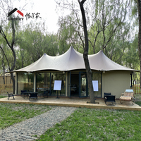 Tente de glamping multi-plateaux à structure en acier BABERY, lodge préfabriqué commercial pour le développement du tourisme en station balnéaire