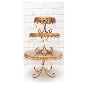 Soporte para Tartas de metal dorado de inspiración real con lujoso chapado en oro y grabados florales para panadería y estilo de eventos - Product Image 5