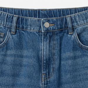 <b>Women's</b> Summer Mid Vintage <b>Jeans</b> Pockets <b>Elastic</b> <b>Waist</b> Wide Leg Denim Pants Straight Wash Breathable Loose Fit Casual Style - Product Image 4