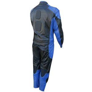Chándal de cuero para montar en motocicleta, 2 piezas, azul/negro, S - Product Image 3