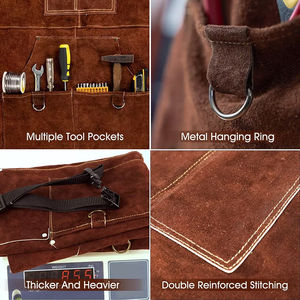 Bretelles en cuir réglables Tablier avec logo personnalisé Tablier d'atelier Tablier de cuisine pour barbecue unisexe - Product Image 3