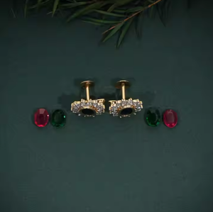 Aniva 18kt ทองคำสีเหลืองทองได้รับการรับรองจาก IGI ต่างหูแบบเปลี่ยนได้ทันสมัยอัญมณี3สีที่แตกต่างกันสำหรับงานแต่งงานของผู้หญิง - Product Image 4