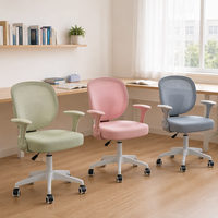 Chaise d'étude pour enfants trois couleurs avec dossier en maille côtelée, accoudoirs rabattables, base pivotante réglable en hauteur pour la maison et l'école
