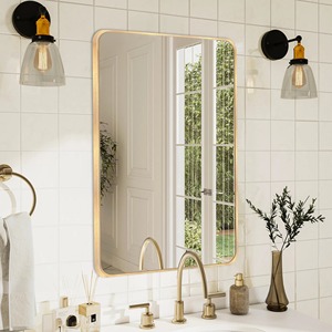 Espejo de Pared con Marco de Hierro Metálico Dorado, Estilo Art Deco, Vertical/Horizontal, Minimalista, para Entrada, Dormitorio, Bodas, Sin Electricidad - Product Image 2