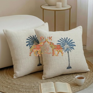 Luxury stylish Palm Tree Block Printed Handmade <b>Cushion</b> <b>Cover</b> For Home - Product Image 5