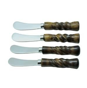 Cuillère de service en acier inoxydable Couverts Couteau à dîner Design moderne en acier miroir avec manche en incrustation d'os pour une taille personnalisée - Product Image 4