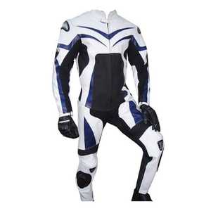 Combinaison de moto unisexe en cuir de vachette véritable de haute qualité, fabriquée sur mesure, homologuée et imperméable, pour les pilotes monoplace. - Product Image 3