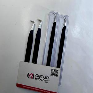 Pince à épiler GETUP BROSONS IMPEX longue, droite, à 45 degrés, avec revêtement noir en poudre, pour extensions de cils, outils de beauté - Product Image 3