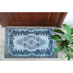 Alfombra Azul Medallion: Estilo Persa Étnico, Alfombra Impresa Lavable a Máquina, Alfombra Delgada No Tejida - Product Image 5