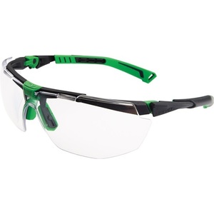 Eye Protection Safety <b>Glasses</b> UNIVET 5X1030000 Clear <b>Polycarbonate</b> Lens Dark Grey/Green Temples EN 166 & EN 170 FT KN - Product Image 1