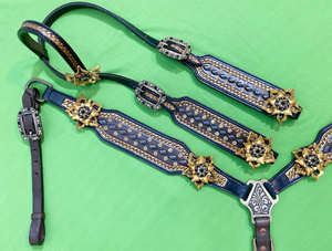 100% véritable cuir de vache argentin accessoires équestres personnalisés Western Horse Headstall et collier de poitrine - Product Image 3