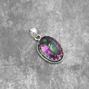 Pendentif Topaze Mystique en Argent Sterling 925 Fait Main, Collier en Pierre Précieuse, Cadeau de Bijoux pour Elle et pour Enfants, Haute Qualité pour Usage Quotidien - Product Image 3